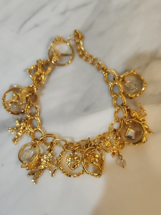 Kirks Folly Jewelry - Kirks Folly Gold Charm Angel Bracelet with Clear Crystal Drops